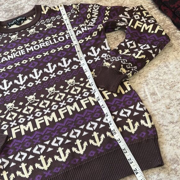 Frankie Morello Purple and Brown logo and skulls Crewneck Sweater large - Picture 5 of 7